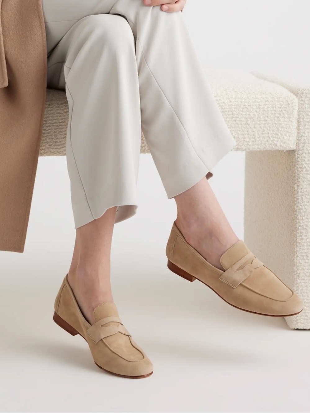 Classic Beige Italian Suede Loafers